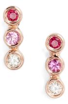Women's Ef Collection Diamond & Pink Sapphire Trio Bezel Stud Earrings
