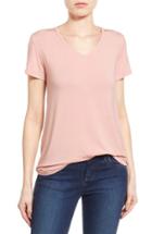 Petite Women's Halogen Modal Jersey V-neck Tee, Size P - Pink