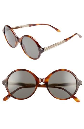 Women's Bottega Veneta 52mm Round Sunglasses - Avana