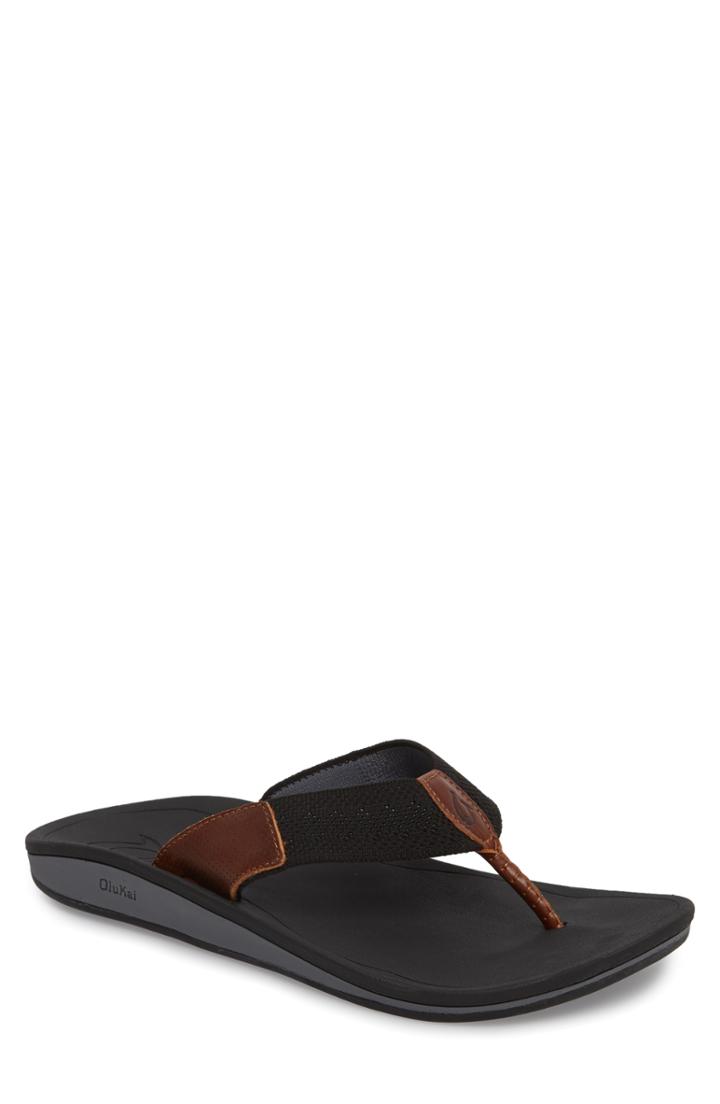 Men's Olukai Nohona Ulana Flip Flop M - Black