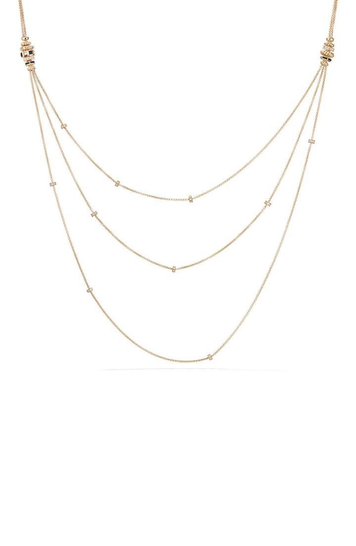 Women's David Yurman Stax 18k Gold Chain Necklace With Diamonds