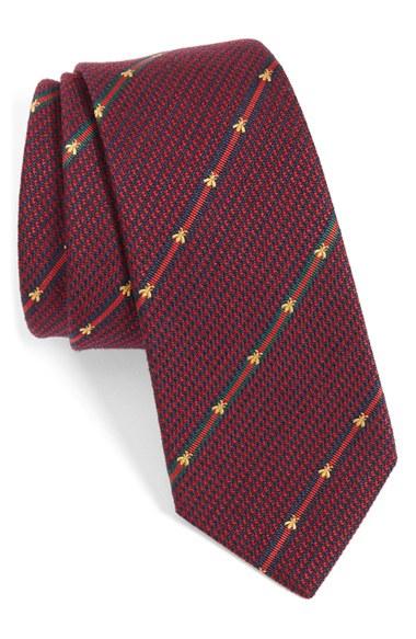 Men's Gucci Savanur Silk & Wool Tie, Size - Burgundy