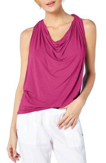 Women's Michael Stars Drape Neck Jersey Top, Size - Pink