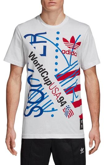 Men's Adidas Originals 94 World Cup Tour Print T-shirt - White