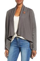 Women's Bobeau One-button Fleece Wrap Cardigan - Green