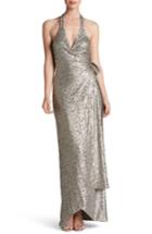 Women's Dress The Population Giselle Sequin Wrap Gown - Metallic