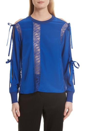 Women's 3.1 Phillip Lim Silk Tied Cold Shoulder Top