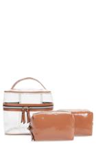 Violet Ray New York 3-piece Cosmetic Cases, Size - Nude Patent