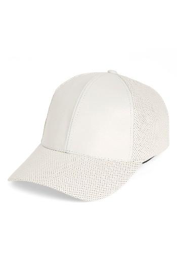 Women's Phase 3 Faux Leather Baseball Cap - White