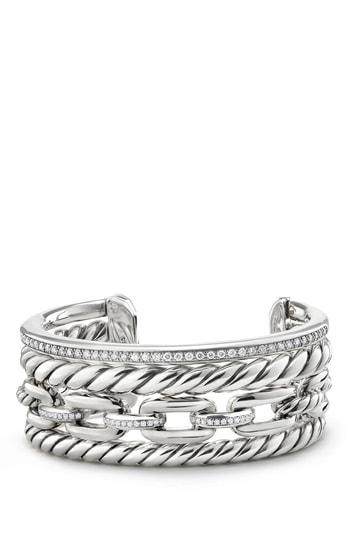 Women's David Yurman Wellesley Link Cuff With Diamonds, 27mm