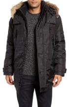 Men's Marc New York Lafayette Genuine Fur Trim Hooded Parka, Size - Black
