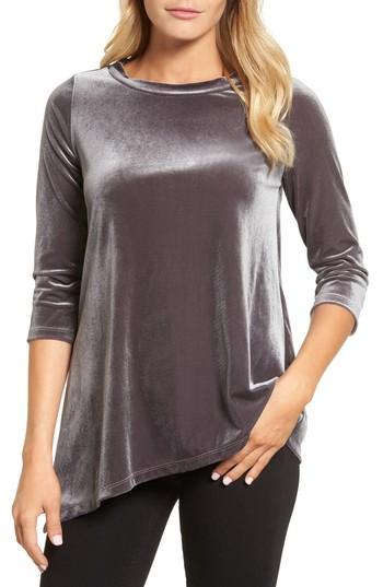Women's Halogen Asymmetrical Velvet Tunic - Beige