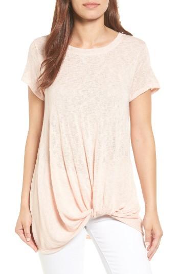 Women's Bobeau Jessica Twist Hem Slub Tee - Pink