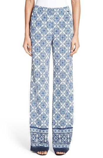 Women's St. John Collection Kali Tile Print Stretch Silk Pants