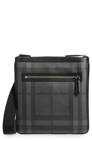 Men's Burberry Beckley Small Faux Leather Travel Bag - Grey