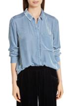 Women's Eileen Fisher Classic Velvet Collar Shirt, Size - Blue