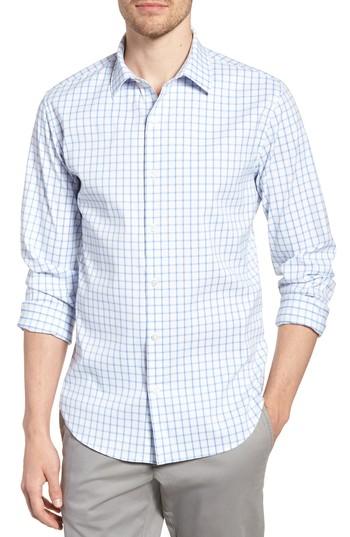 Men's Bonobos Slim Fit Check Performance Sport Shirt R - Blue