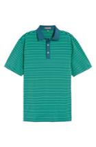 Men's Peter Millar Burke Stripe Performance Polo, Size - Blue