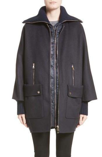 Women's Moncler Acanthus Wool & Cashmere Coat With Removable Down Puffer Layer - Blue