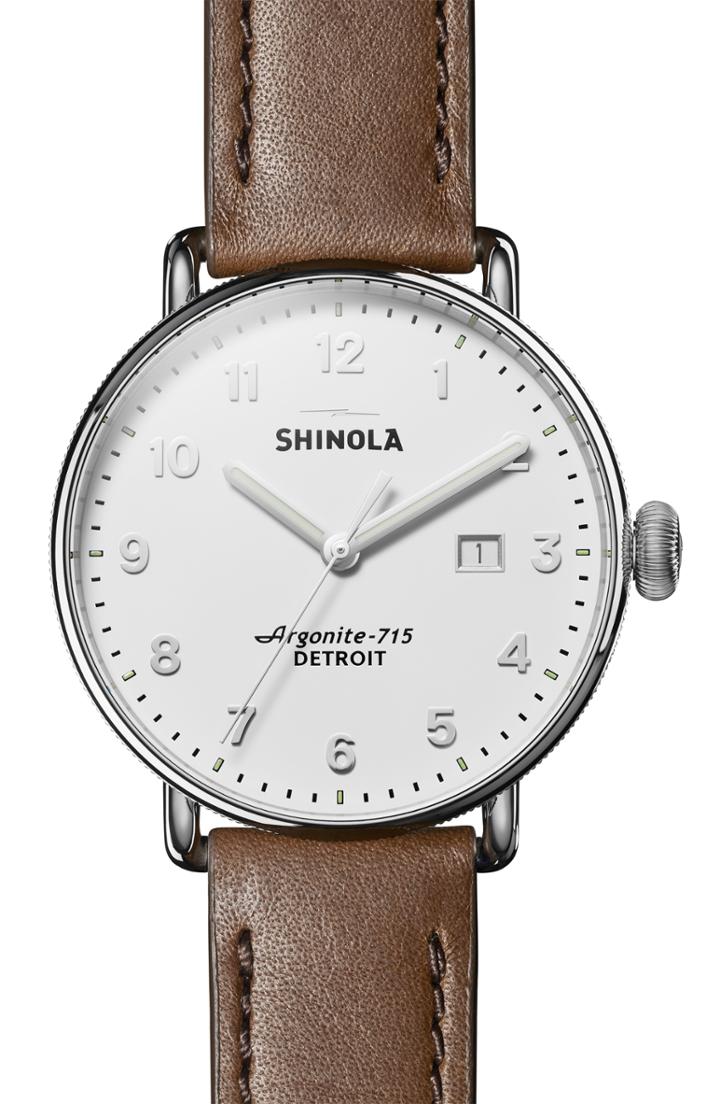 Men's Shinola The Canfield Leather Strap Watch, 45mm