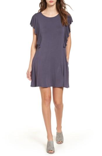 Women's Socialite Ruffle Sleeve T-shirt Dress - Grey