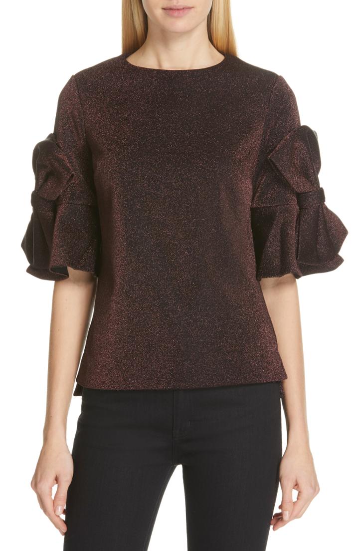 Women's Ted Baker London Sianeo Sparkle Bow Top - Brown