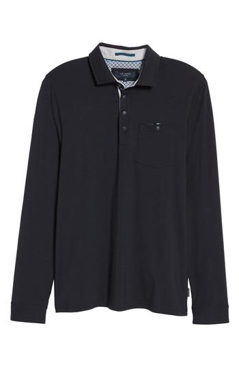Men's Ted Baker London Denn Long Sleeve Polo (l) - Blue
