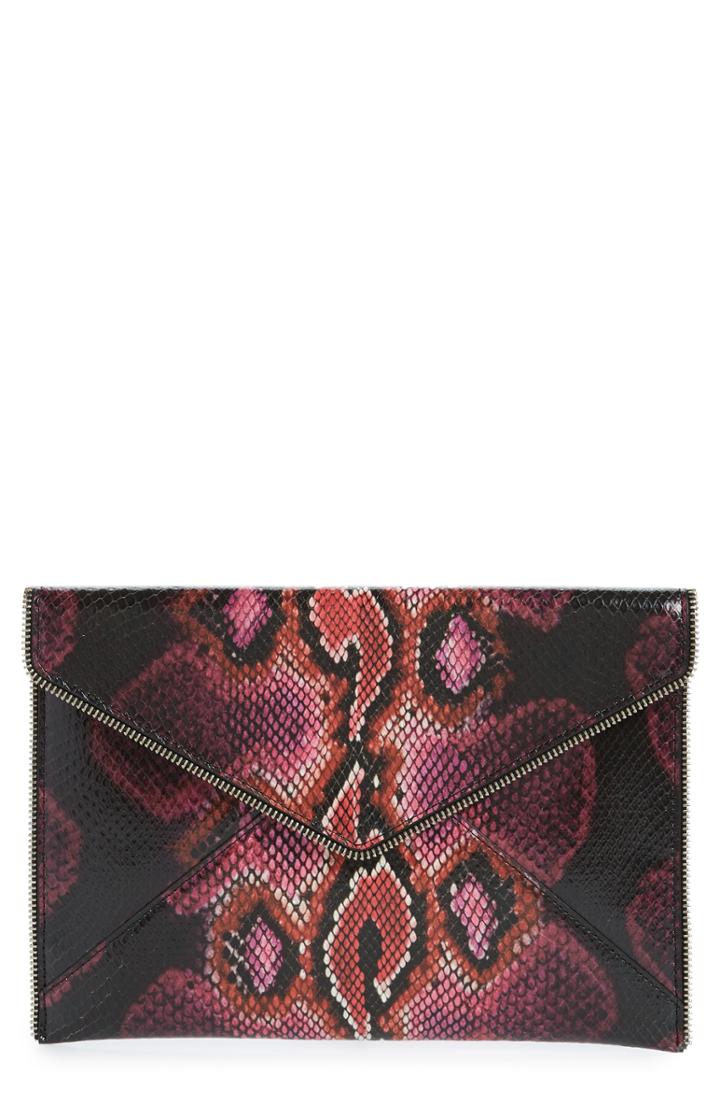 Rebecca Minkoff Leo Snake Embossed Leather Clutch - Pink