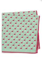 Men's Southern Tide Fenwick Flamingo Cotton & Silk Pocket Square, Size - Green