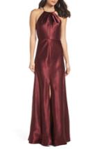 Women's Jenny Yoo Cameron Halter Neck Satin Back Gown - Red