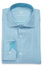 Men's Bugatchi Trim Fit Check Dress Shirt - Blue/green