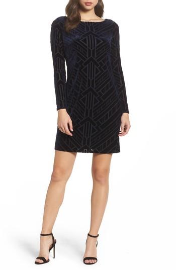 Women's Vince Camuto Velvet Burnout Sheath Dress - Blue