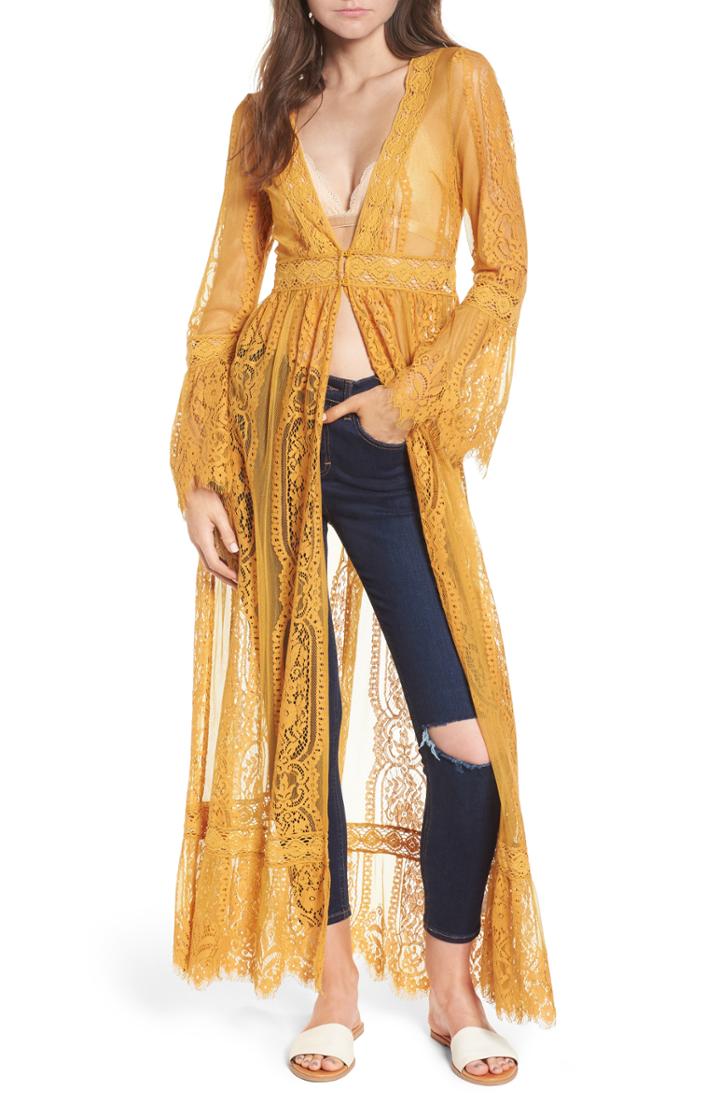 Women's Band Of Gypsies Bell Sleeve Lace Kimono