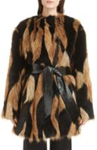 Women's Givenchy Bicolor Faux Fur Coat Us / 40 Fr - Black