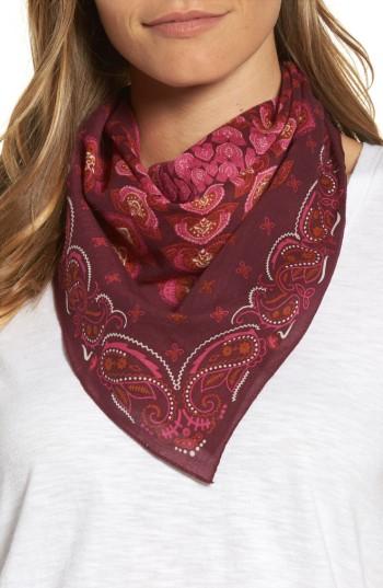 Women's Echo Medallion Silk Scarf, Size - Burgundy
