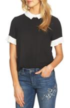 Women's Cece Pleat Sleeve Collared Crepe Blouse - Black