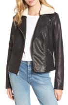 Women's French Connection Faux Leather Moto Jacket With Faux Shearling