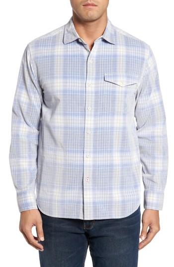 Men's Tommy Bahama Standard Fit Plaid Sport Shirt, Size - Blue