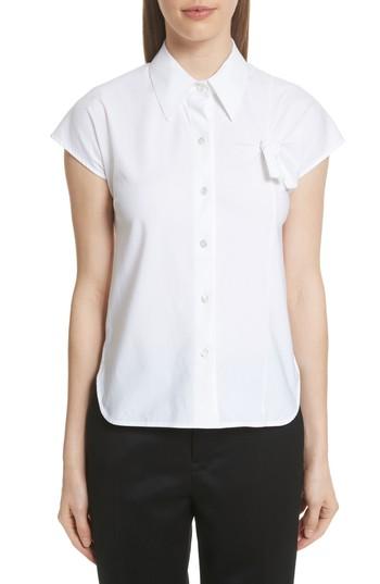 Women's Helmut Lang Knot Detail Poplin Shirt - White