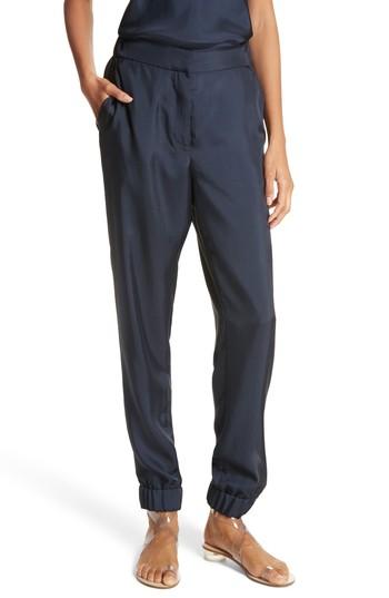 Women's Tibi Mendini Crinkled Satin Jogger Pants - Blue