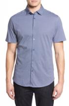 Men's Stone Rose Slim Fit Geo Print Knit Sport Shirt - White