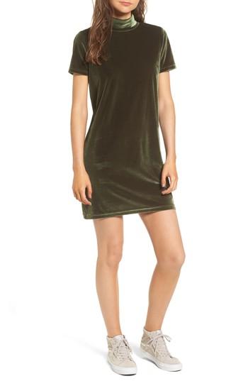 Women's Madewell Velvet Mockneck Shift Dress, Size - Green