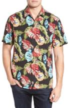 Men's Tommy Bahama With Bells On Print Silk Sport Shirt - Black