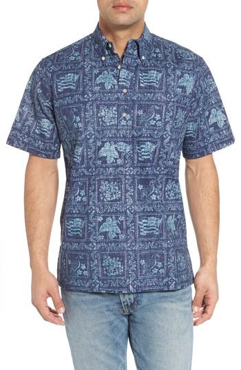 Men's Reyn Spooner Lahaina Sailor Button Down Polo - Blue