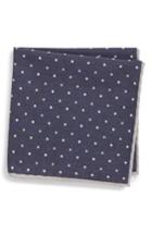 Men's Eleventy Dotted Wool & Cotton Pocket Square, Size - Blue