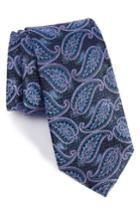 Men's Nordstrom Men's Shop Palm Paisley Silk Tie, Size - Blue