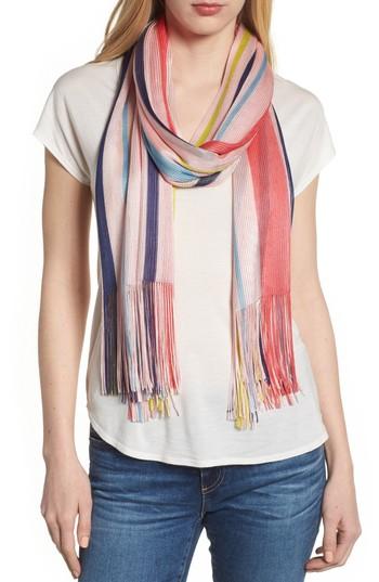 Women's Echo Cabana Stripe Silk Scarf, Size - Pink