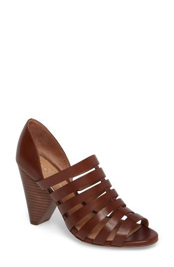 Women's Linea Paolo Pierce Chisel Heel Cage Sandal M - Brown