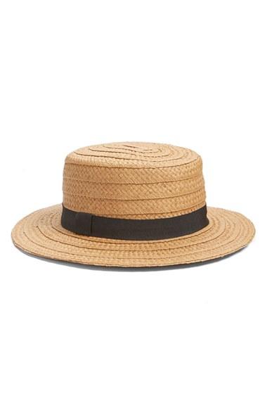 Women's Hinge Straw Boater Hat -