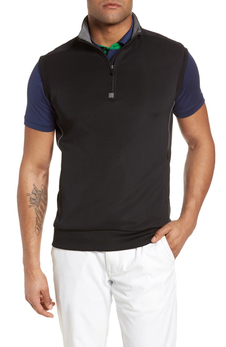 Men's Bobby Jones Quarter Zip Tech Vest, Size - Black